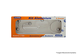 KIT PARA BANHEIRO ALUMINIUM 05 PEÇAS CROMADO