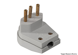 PLUG MACHO FORTE 2P+T 10A 250V CINZA