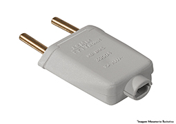 PLUG MACHO RETANGULAR 2P 10A 250V CINZA