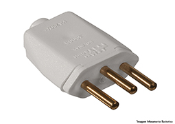 PLUG MACHO RETANGULAR 2P+T 10A 250V CINZA