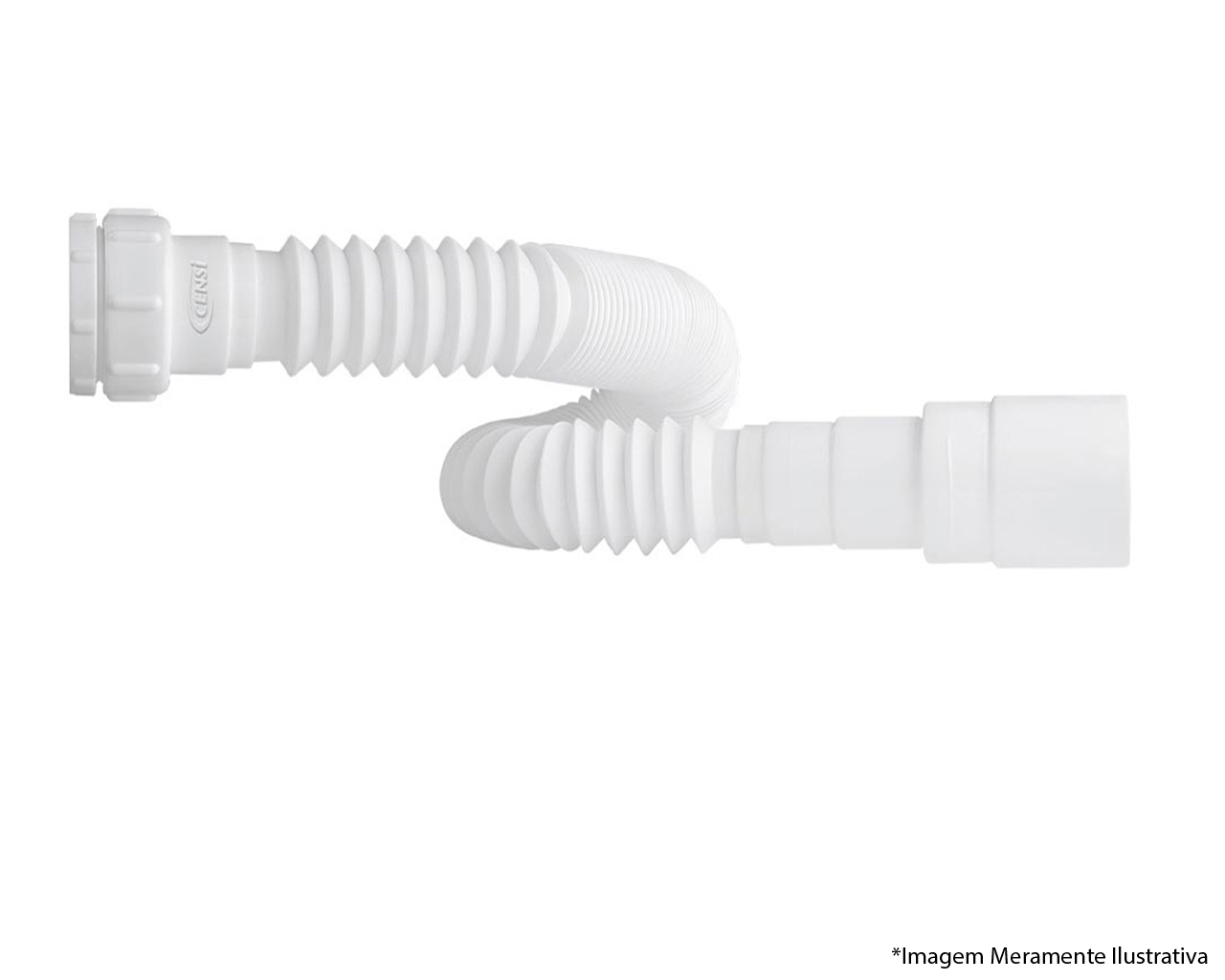SIFÃO SANFONADO FLEXÍVEL PLÁSTICO 34CM-77CM BRANCO BLISTER