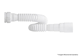 SIFÃO SANFONADO FLEXÍVEL PLÁSTICO 34CM-77CM BRANCO BLISTER