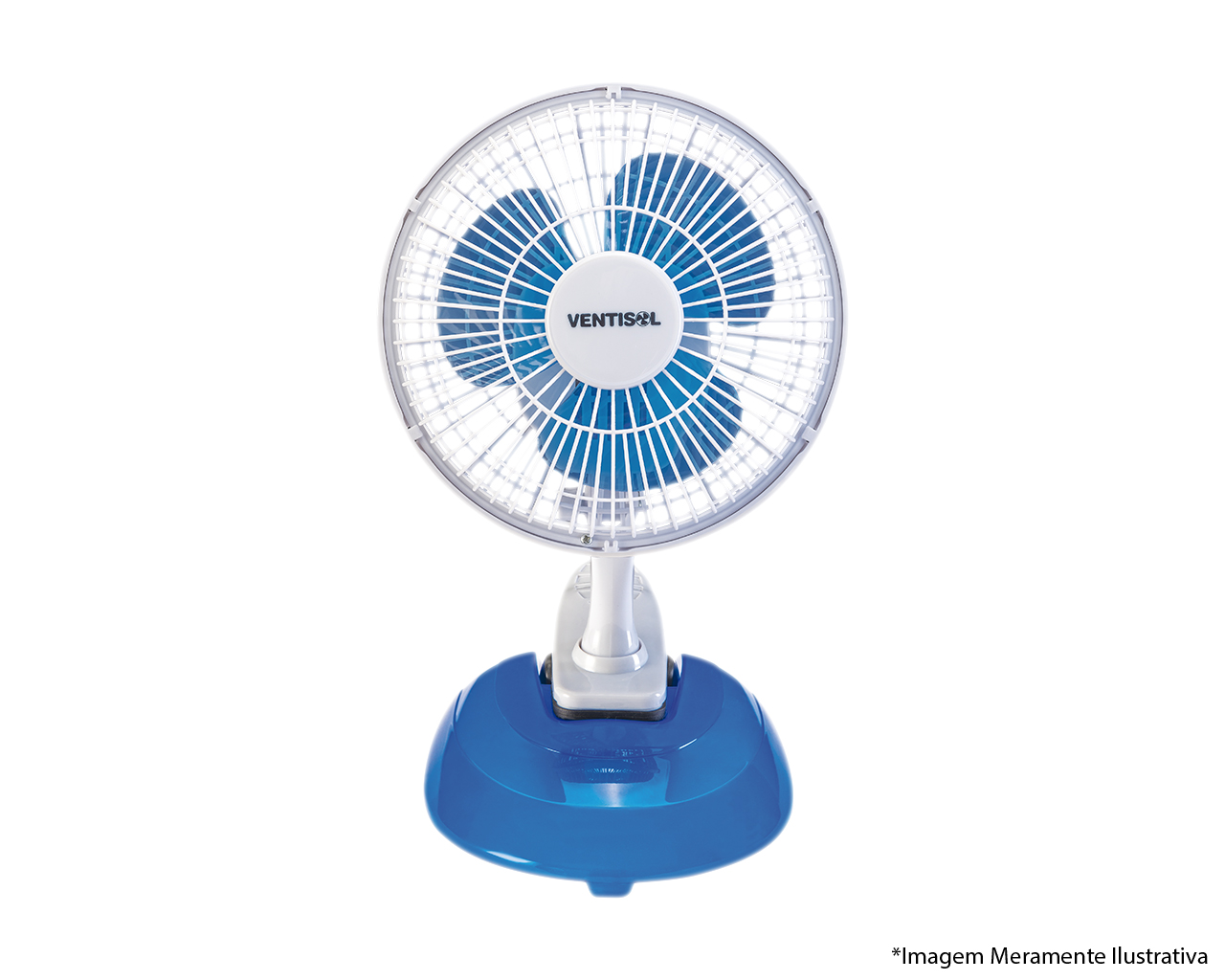 VENTILADOR DE MESA MINI BRANC/AZUL 2 VELOCIDADES 20CM 127V COM CLIP