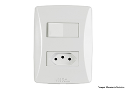 INTERRUPTOR PETRA SOFT 1 SIMPLES + TOMADA 2P+T 10A 250V COM PLACA 39838