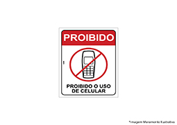PLACA DE SINALIZAÇÃO PVC PROIBIDO USO DE CELULAR 15x20CM