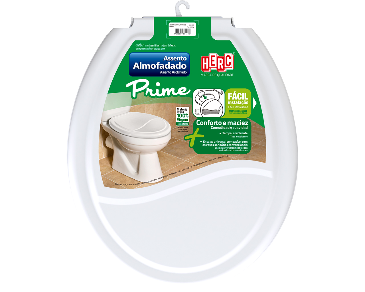 ASSENTO SANITÁRIO ALMOFADADO ENVOLVENTE PRIME BRANCO