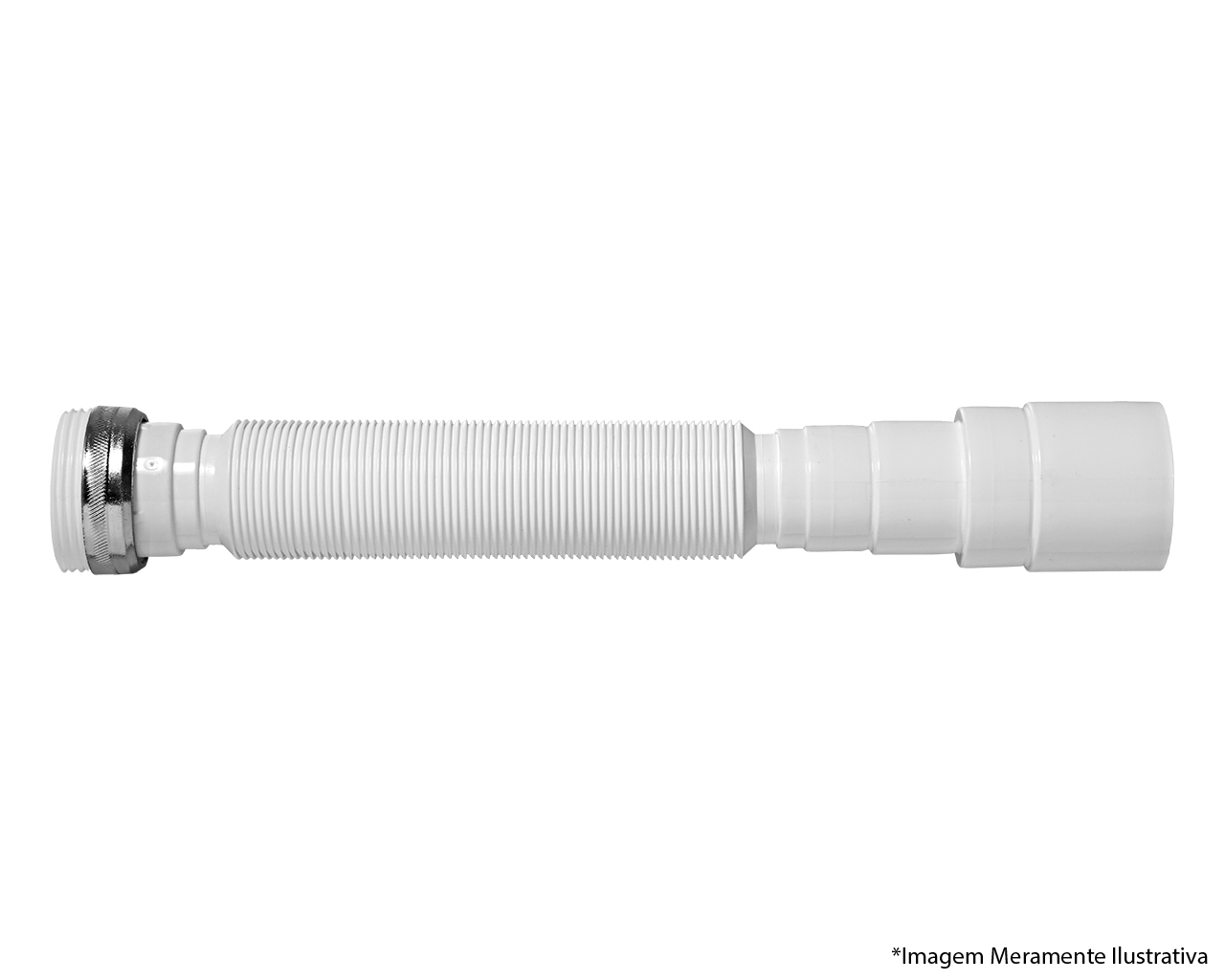 SIFÃO FLEXÍVEL BRANCO COM PORCA DE METAL 33-72CM BLISTER