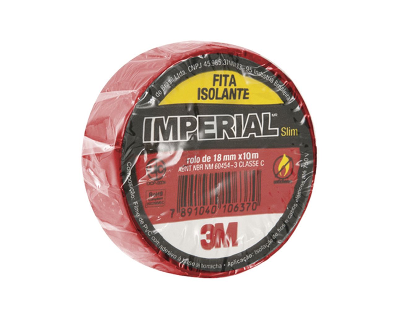 FITA ISOLANTE IMPERIAL COLORIDA VERMELHA 18MMx10M