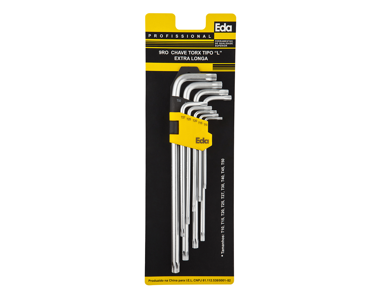 CHAVE TORX EXTRA LONGA 09 PEÇAS T10-T50 BLISTER