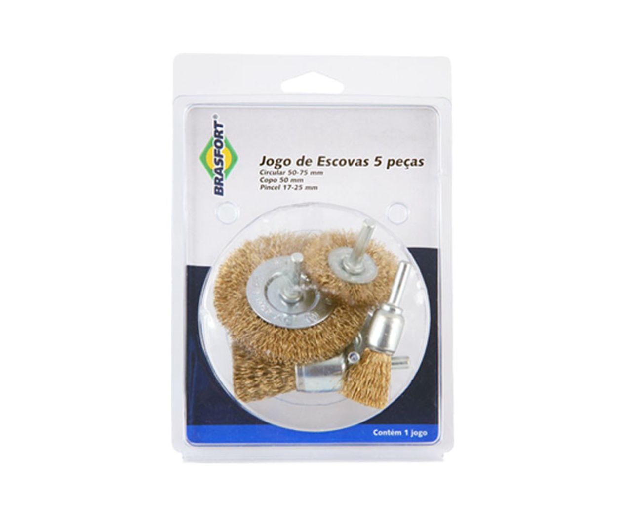 ESCOVA DE AÇO JOGO COM 5 PEÇAS BLISTER