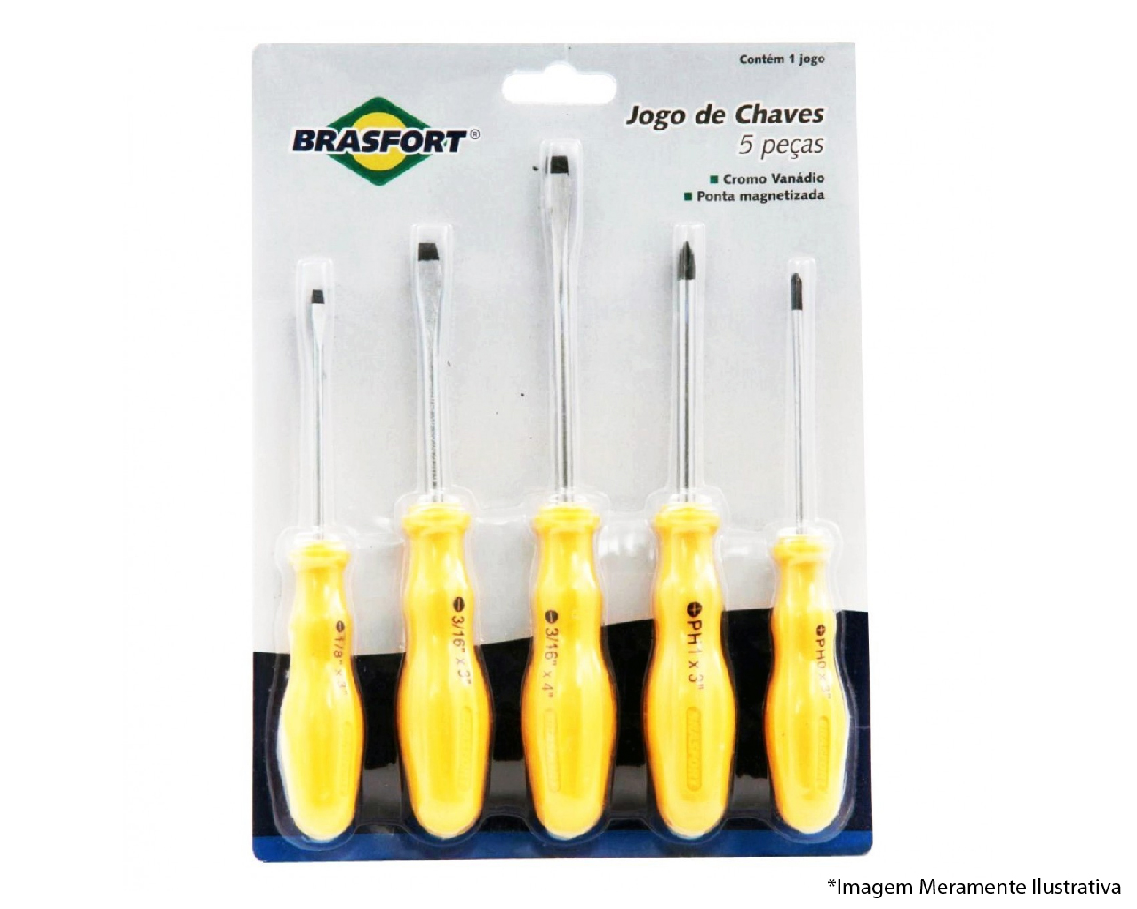 CHAVE DE FENDA E PHILLIPS JOGO 5PCS CROMO VANADIUM BLISTER