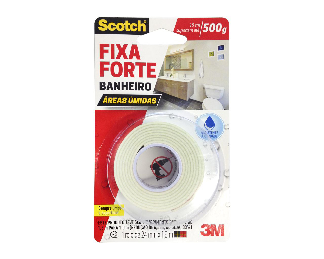 FITA DUPLA FACE FIXA FORTE BANHEIRO 24MM X 1,5M BLISTER