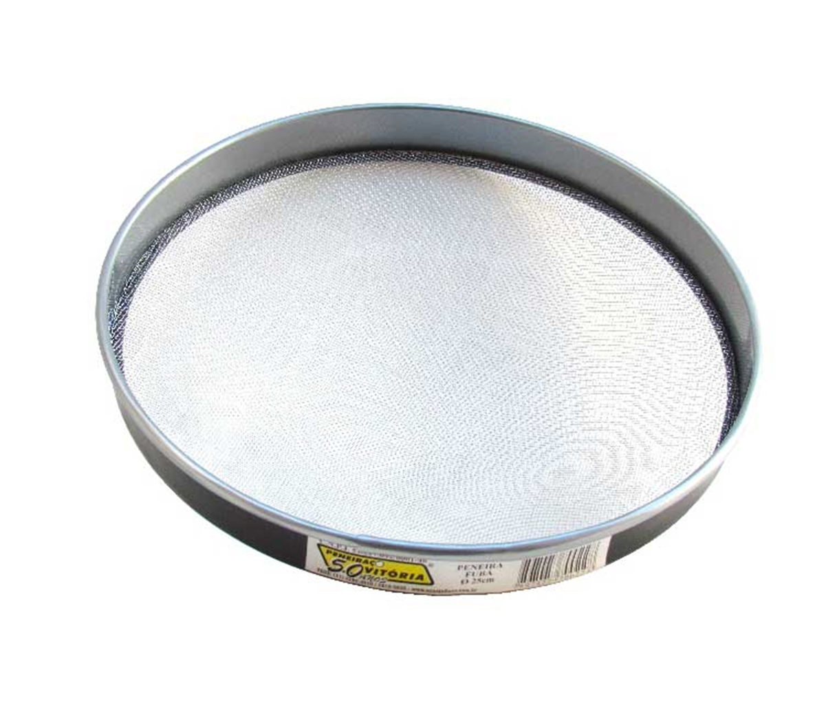 PENEIRA AÇO GALVANIZADO CAL/FUBÁ 25CM ARO DE AÇO TELA TRANÇADA