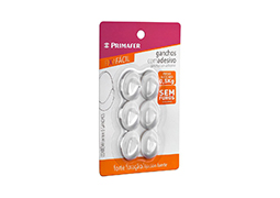 GANCHO PLÁSTICO COM ADESIVO 0,5KG COM 6 PEÇAS PRIMAFER BLISTER