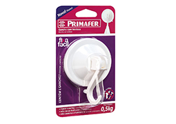 GANCHO PLÁSTICO COM VENTOSA 0,5KG PRIMAFER BLISTER
