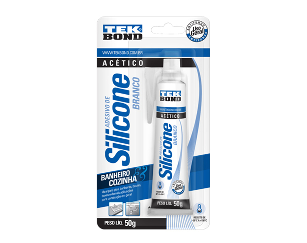 SILICONE ACÉTICO BRANCO 50G BLISTER