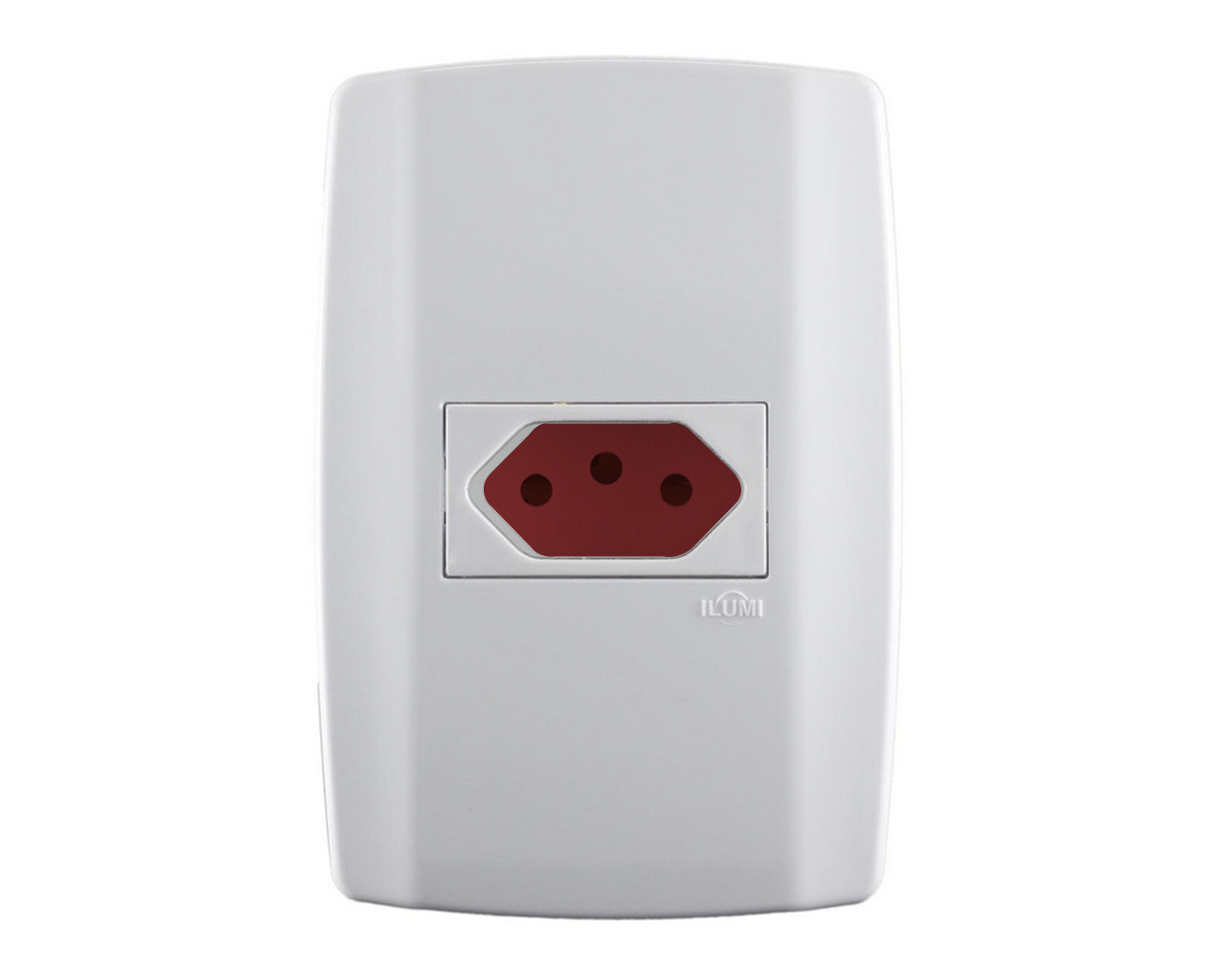 TOMADA SLIM COM PLACA HORIZONTAL COM TAMPA VERMELHA 20A 250V