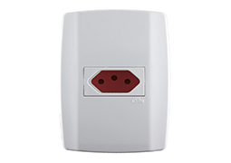 TOMADA SLIM COM PLACA HORIZONTAL COM TAMPA VERMELHA 20A 250V