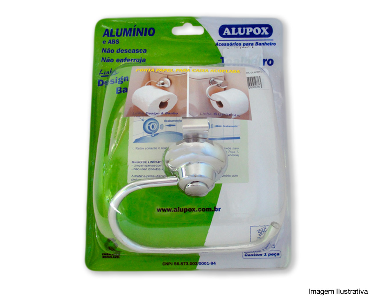 PORTA PAPEL PARA CAIXA ACOPLADA CROMADO BLISTER