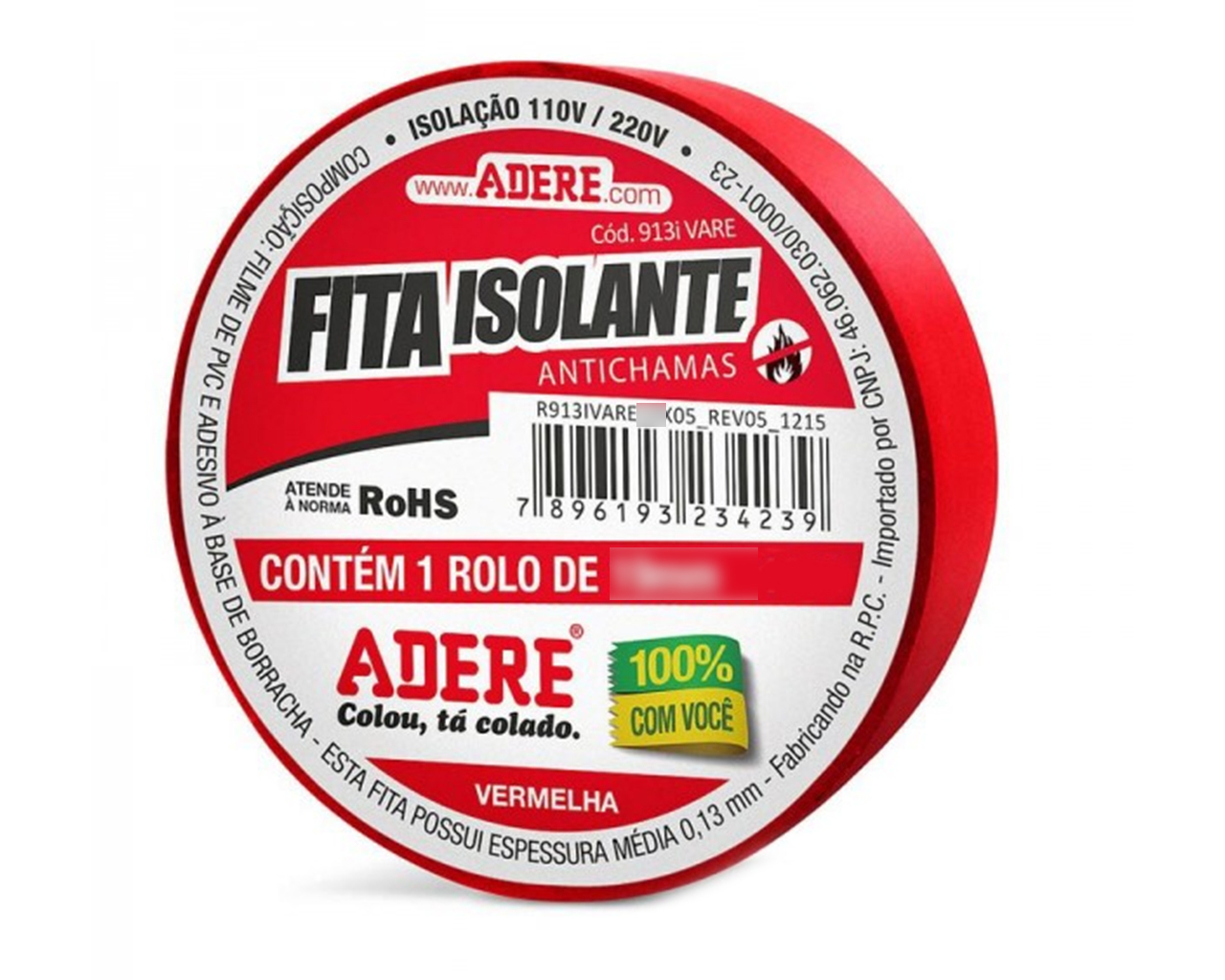 FITA ISOLANTE COLORIDA 18MMX05M VERMELHA