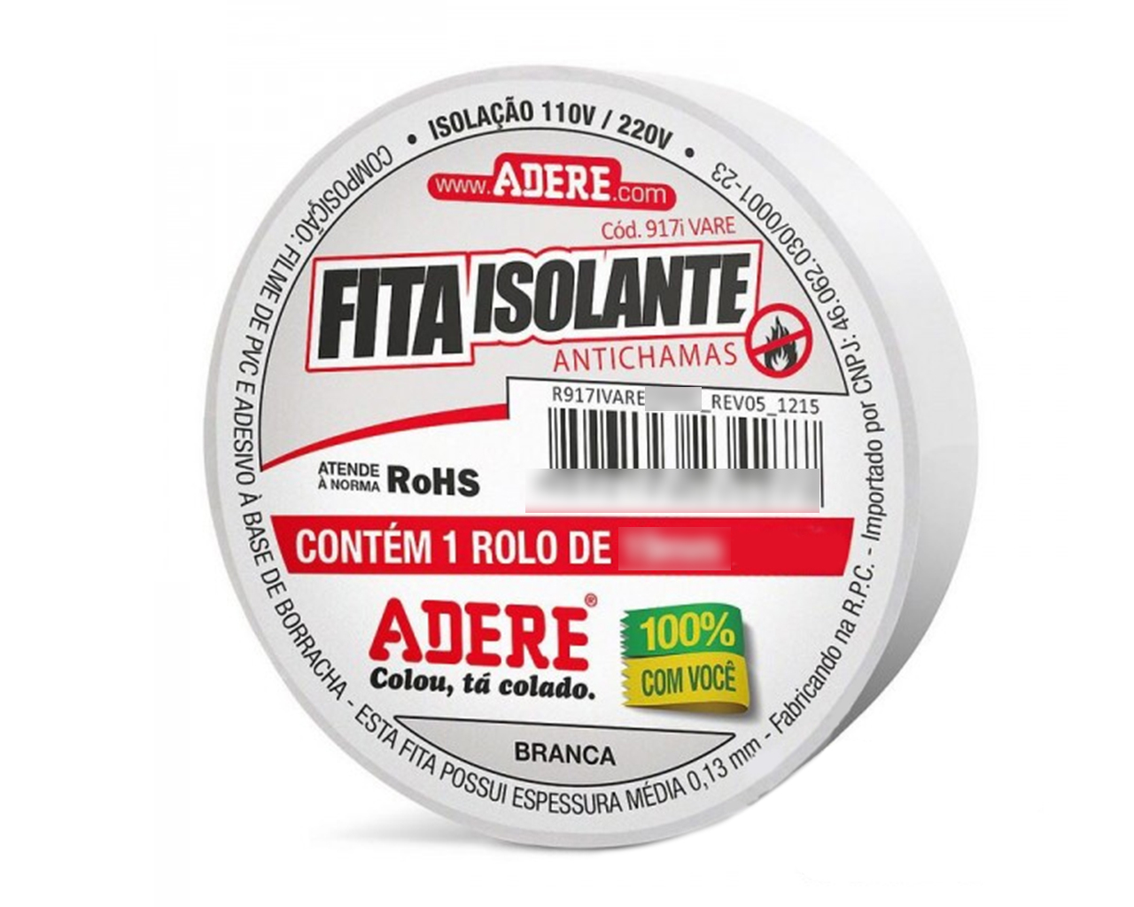 FITA ISOLANTE COLORIDA 19MMX05M BRANCO