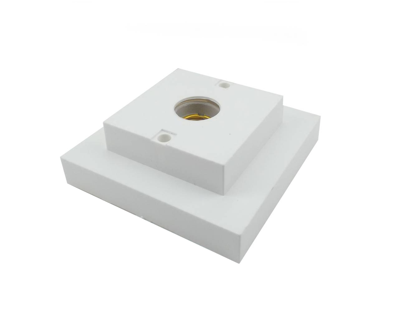 PLAFON DE PVC QUADRADO SOQUETE DE PORCELANA ATÉ 100W E-27 BRANCO BLISTER