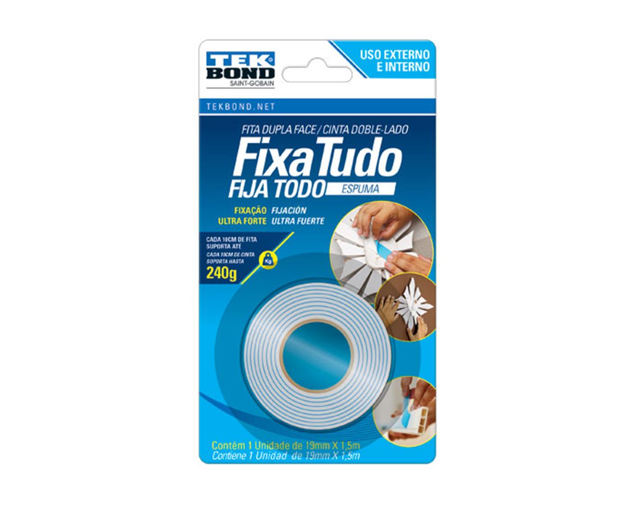 FITA DUPLA FACE ESPUMA 19MM 1,5M BLISTER