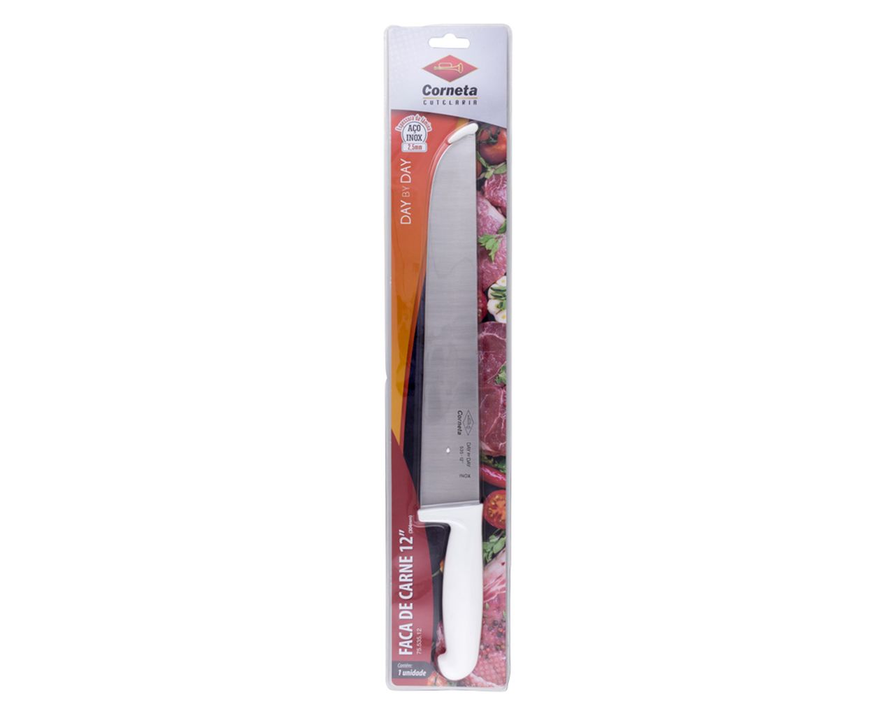FACA PARA CARNE INOX CABO BRANCO 12
