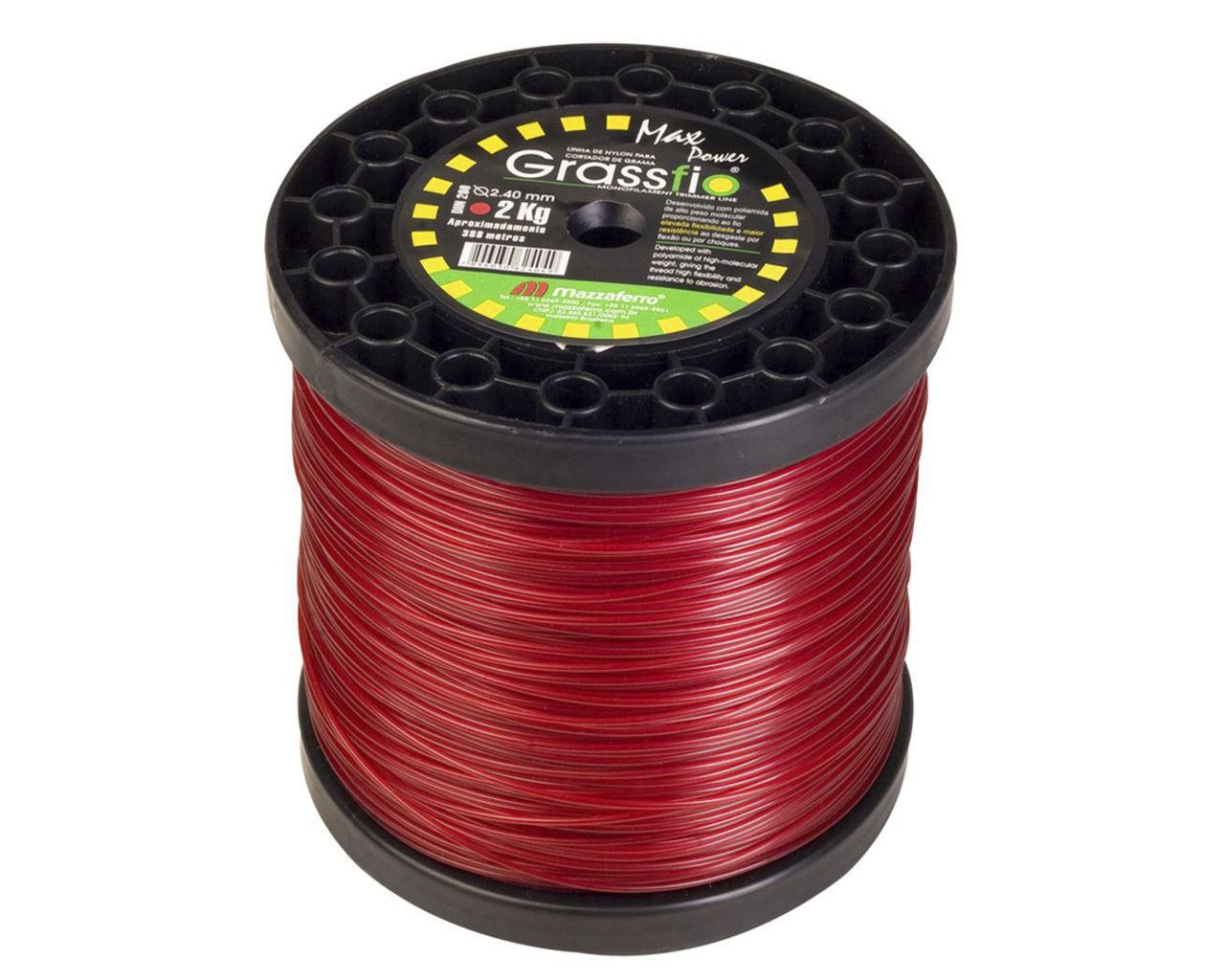 FIO DE NYLON REDONDO PARA CORTADOR GRAMA 2,4MM 2KG VERMELHO