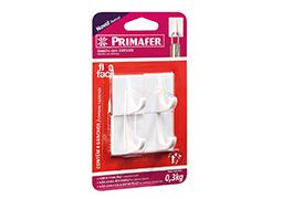 GANCHO PLÁSTICO COM ADESIVO QUADRADO 0,3KG PRIMAFER BLISTER