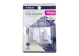 GANCHO PLÁSTICO COM ADESIVO QUADRADO 1,0KG PRIMAFER BLISTER