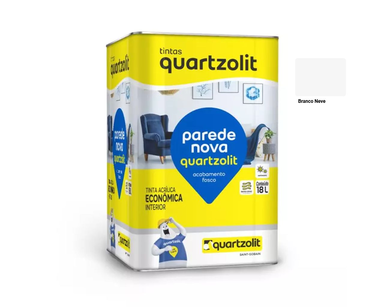 TINTA ACRÍLICA ECONÔMICA PAREDE NOVA BRANCO NEVE LATA 18L