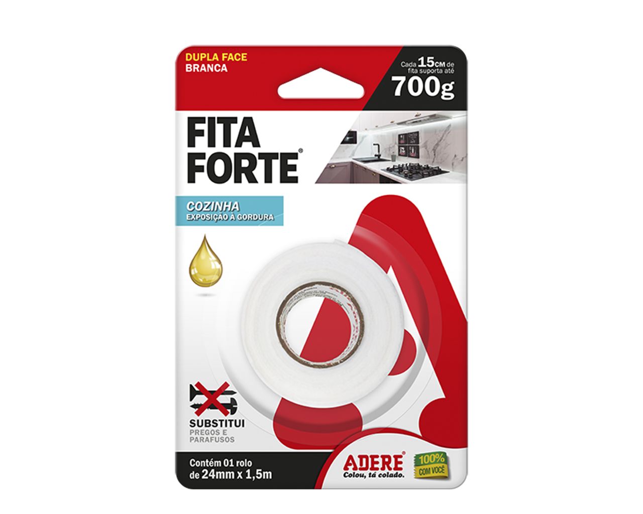 FITA DUPLA FACE FORTE ÁREAS GORDUROSAS 24MMX1,5M