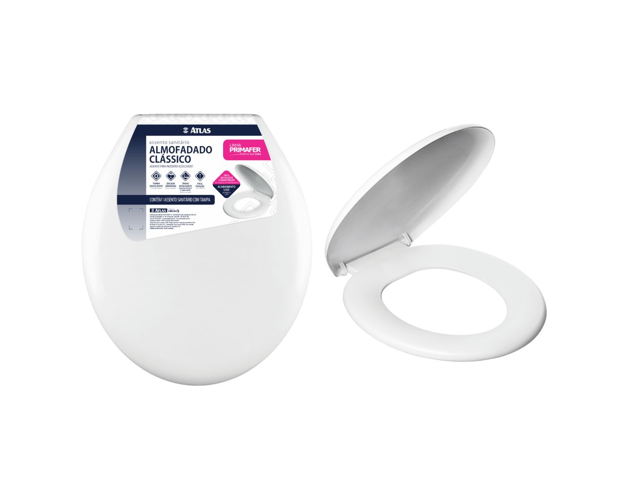 ASSENTO SANITÁRIO PRIMAFER ALMOFADADO CLASSIC PLÁSTICO BRANCO
