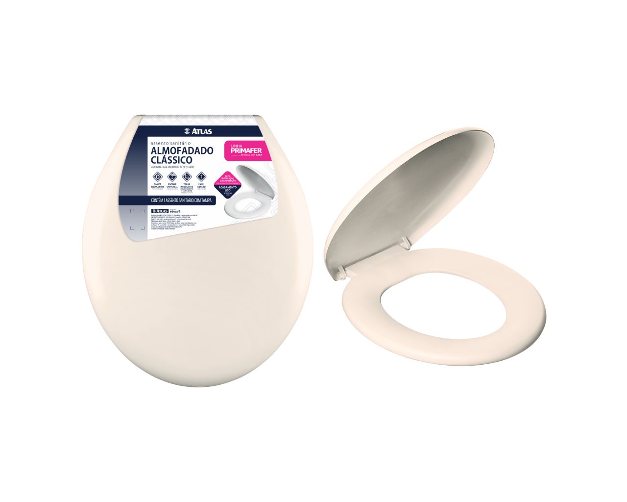 ASSENTO SANITÁRIO PRIMAFER ALMOFADADO CLASSIC PLÁSTICO BEGE