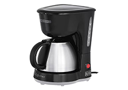 CAFETEIRA ELÉTRICA B&D 18 CAFÉS JARRA INOX PRETA E PRATA 127V 