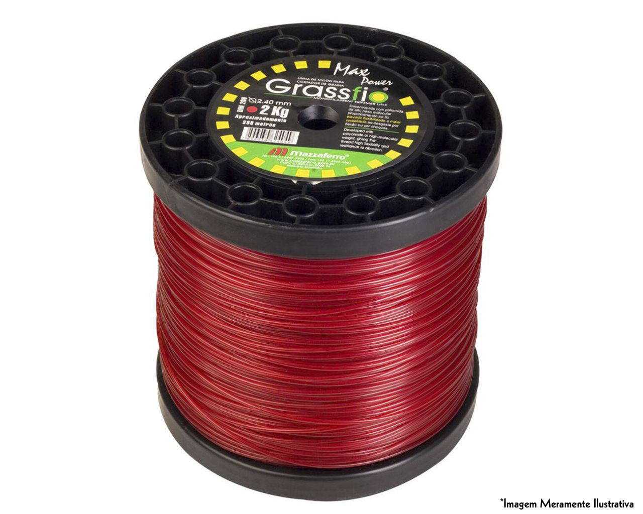 FIO DE NYLON QUADRADO CORTADOR GRAMA 2,0MM 2KG VERMELHO