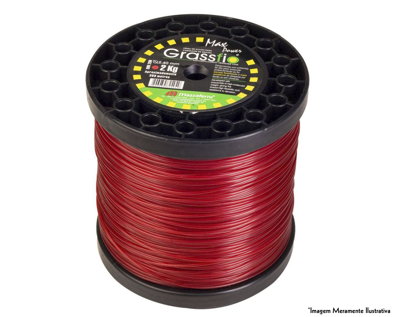 FIO DE NYLON QUADRADO CORTADOR GRAMA 2,0MM 2KG VERMELHO