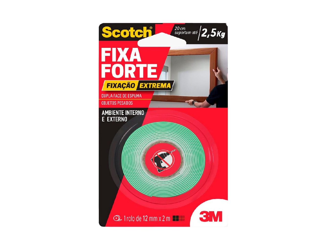 FITA DUPLA FACE ACRÍLICA FIXA FORTE EXTREME 12MMX2M BLISTER