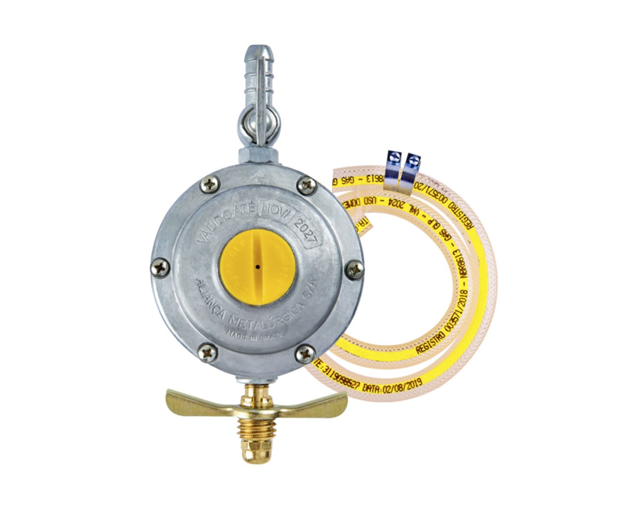 REGULADOR DE GÁS GRANDE 506/1 COM MANGUEIRA 1,20CM BLISTER
