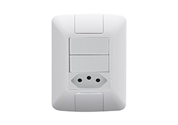 INTERRUPTOR ARIA 2 SIMPLES+ TOM 10A COM PLACA