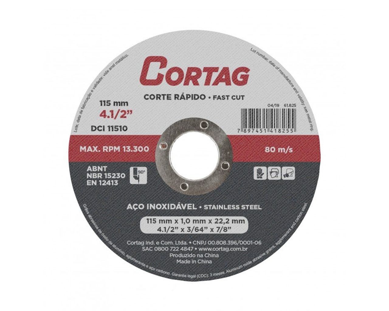 DISCO CORTE INOX 115MMX1,0MX22,22MM BLISTER