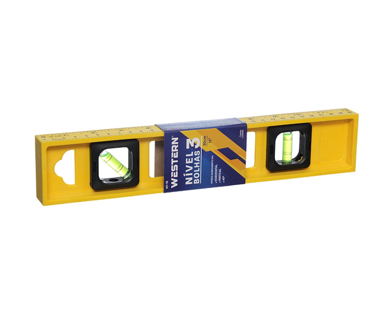NIVEL PLÁSTICO 3 BOLHAS COM ESCALA 30,5CM HT-12