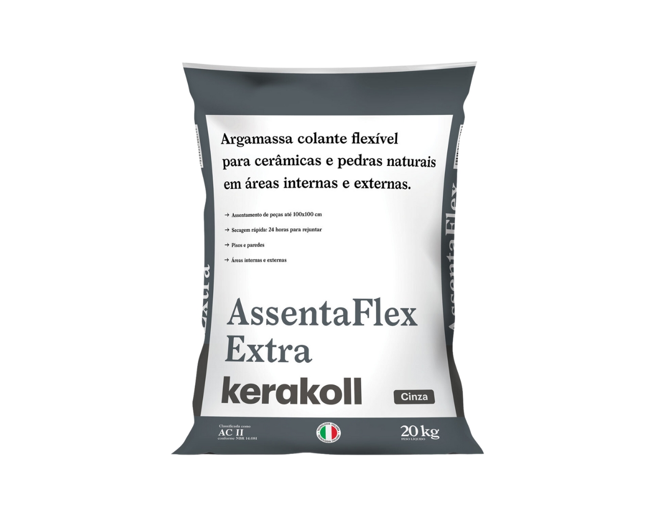 ARGAMASSA CINZA EXTRA AC II 20KG ATE 1,00X1,00M