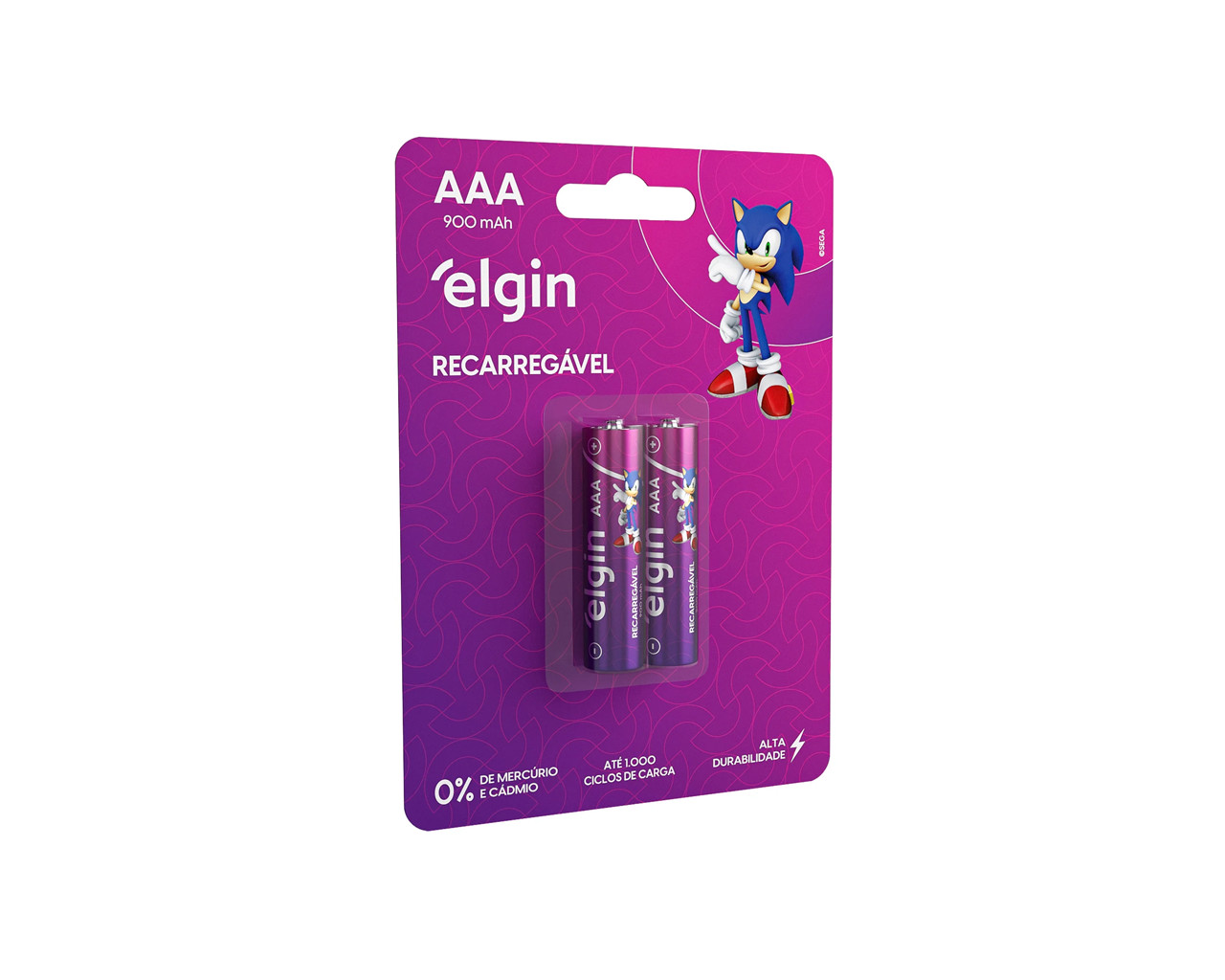 PILHA RECARREGÁVEL ELGIN SONIC AAA-900 2PCS BLISTER