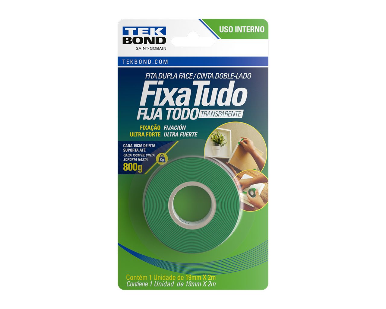 FITA DUPLA FACE ACRÍLICA INTERNA 19MMX2MM BLISTER