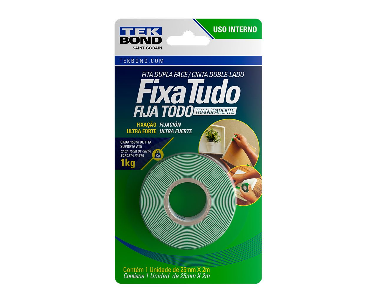 FITA DUPLA FACE ACRÍLICA INTERNA 25MMX2MM BLISTER