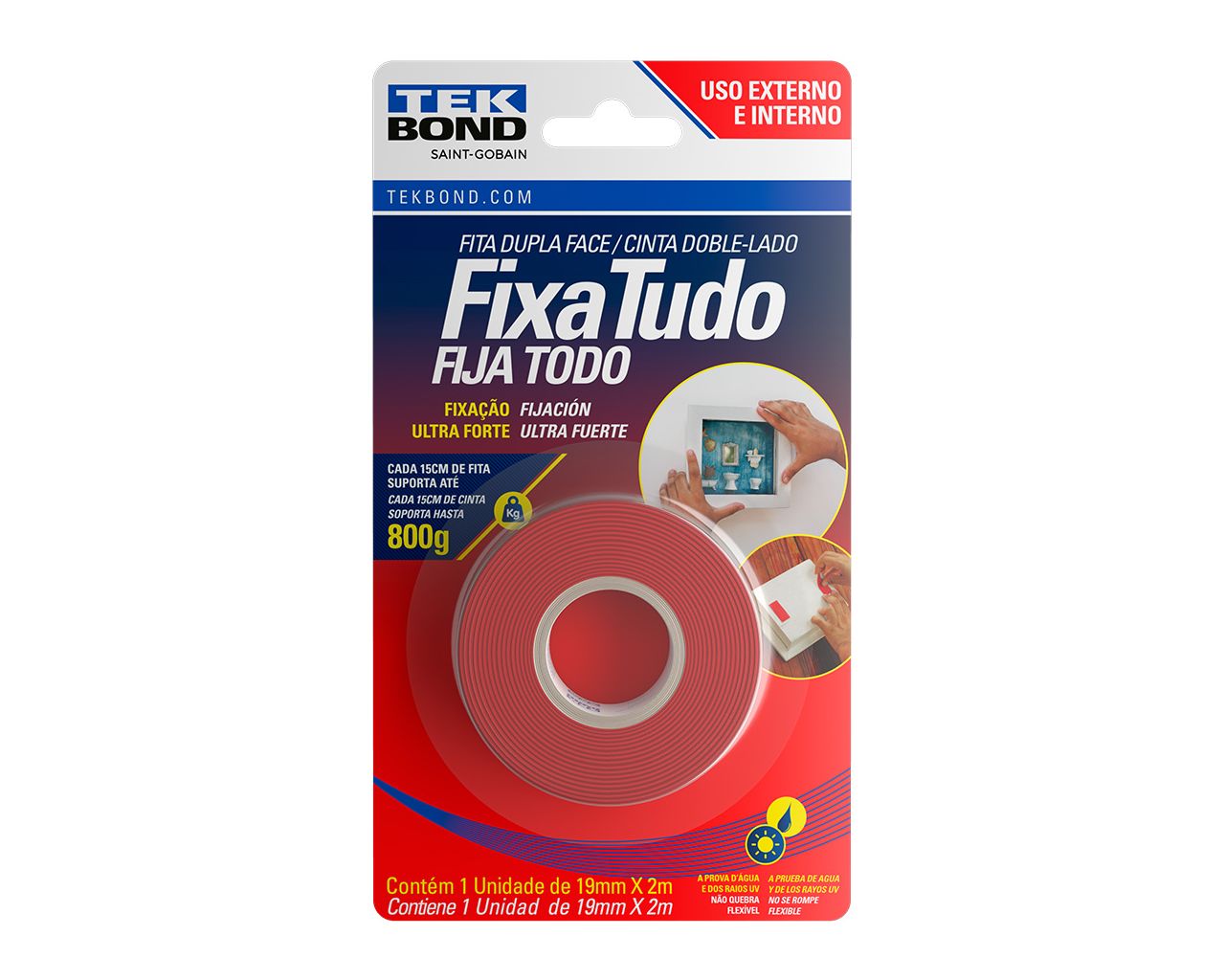 FITA DUPLA FACE ACRÍLICA EXTERNA 19MMX2MM BLISTER