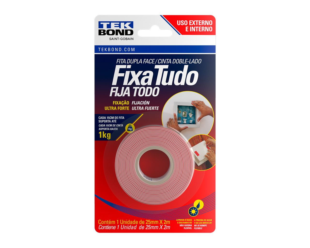 FITA DUPLA FACE ACRÍLICA EXTERNA 25MMX2MM BLISTER