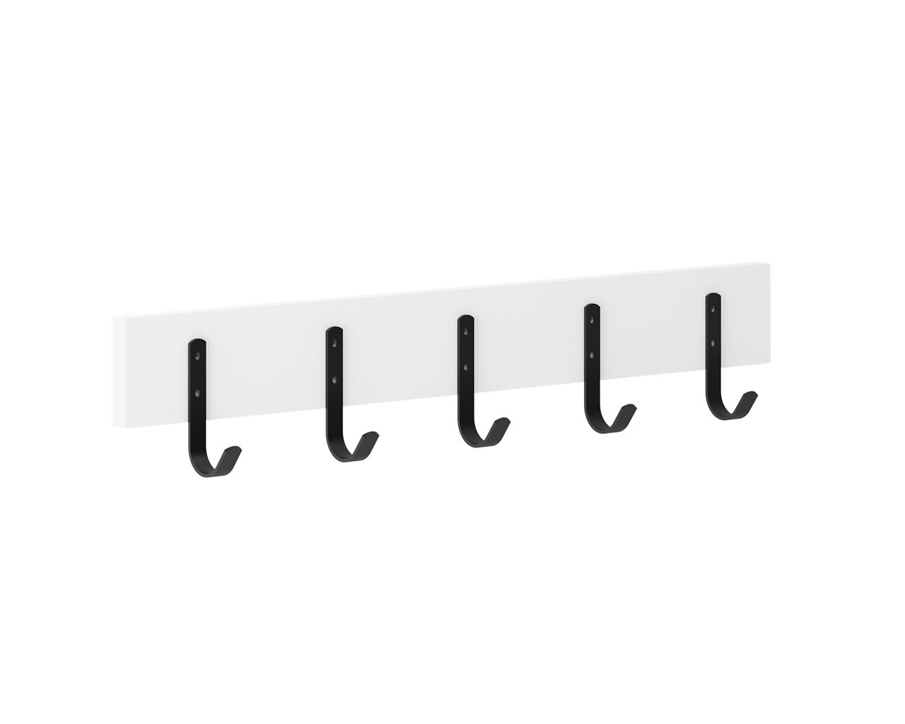 CABIDEIRO SIMPLES BRANCO COM 5 GANCHOS PRETOS 60CM